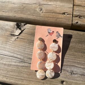 Handmade Cream Dangle Earrings